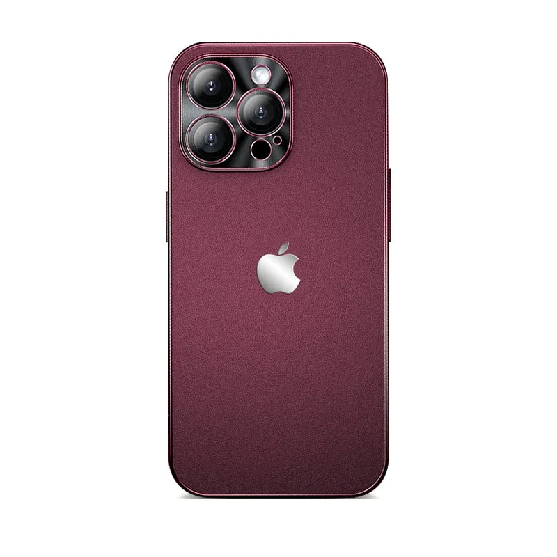 Plum Color | iPhone Gold Edge Leather Protective Case