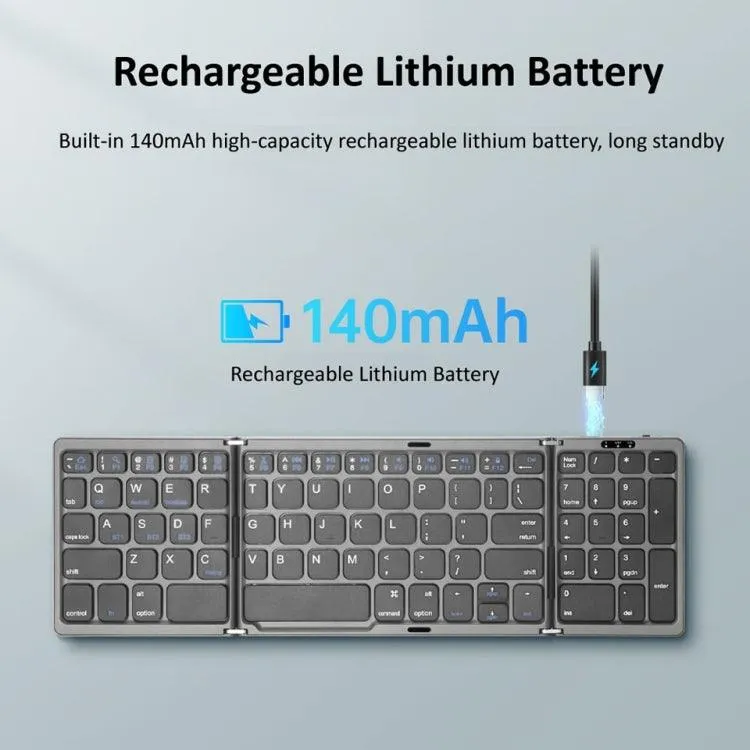 Portable Bluetooth Keyboard with Touchpad - Rechargeable & Foldable