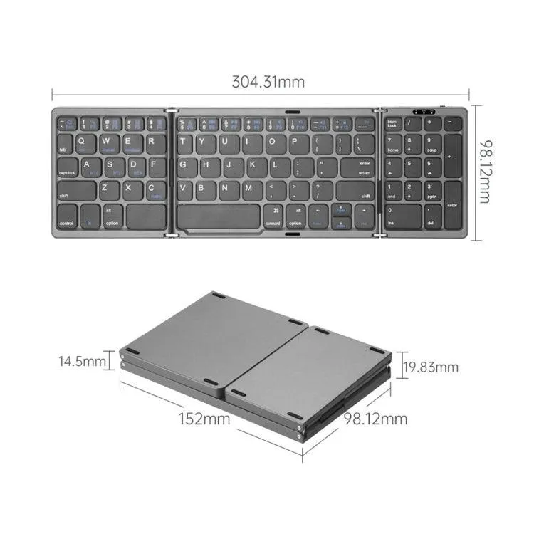 Portable Bluetooth Keyboard with Touchpad - Rechargeable & Foldable