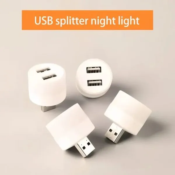 Portable Usb Night Light Splitter With 2 Ports For Laptop,pc And Charging