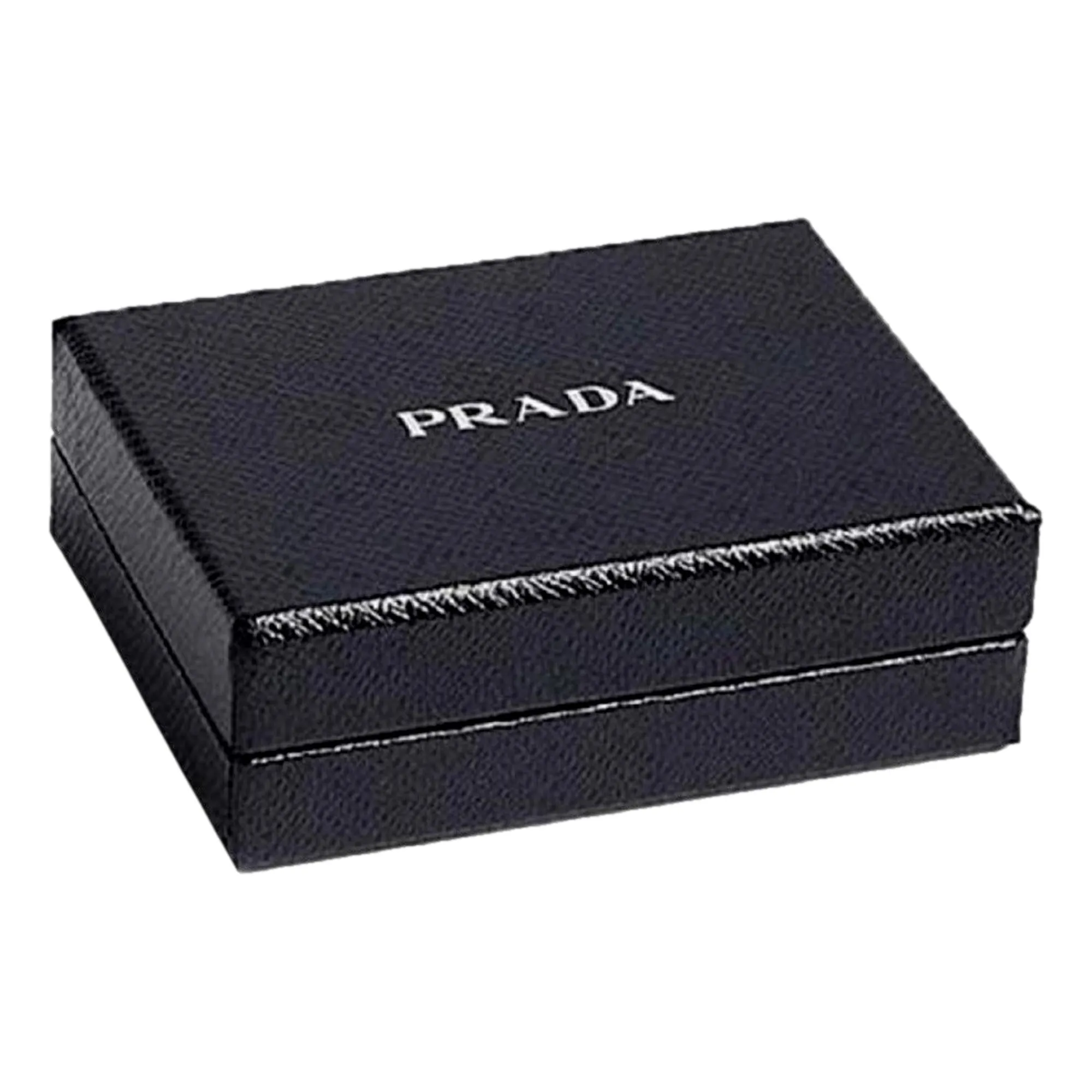 Prada Triangle Saffiano Black Leather Mini Airpods Case with Chain