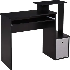 ProperAV Extra Computer Desk with Sliding Keyboard Tray & Side Compartment