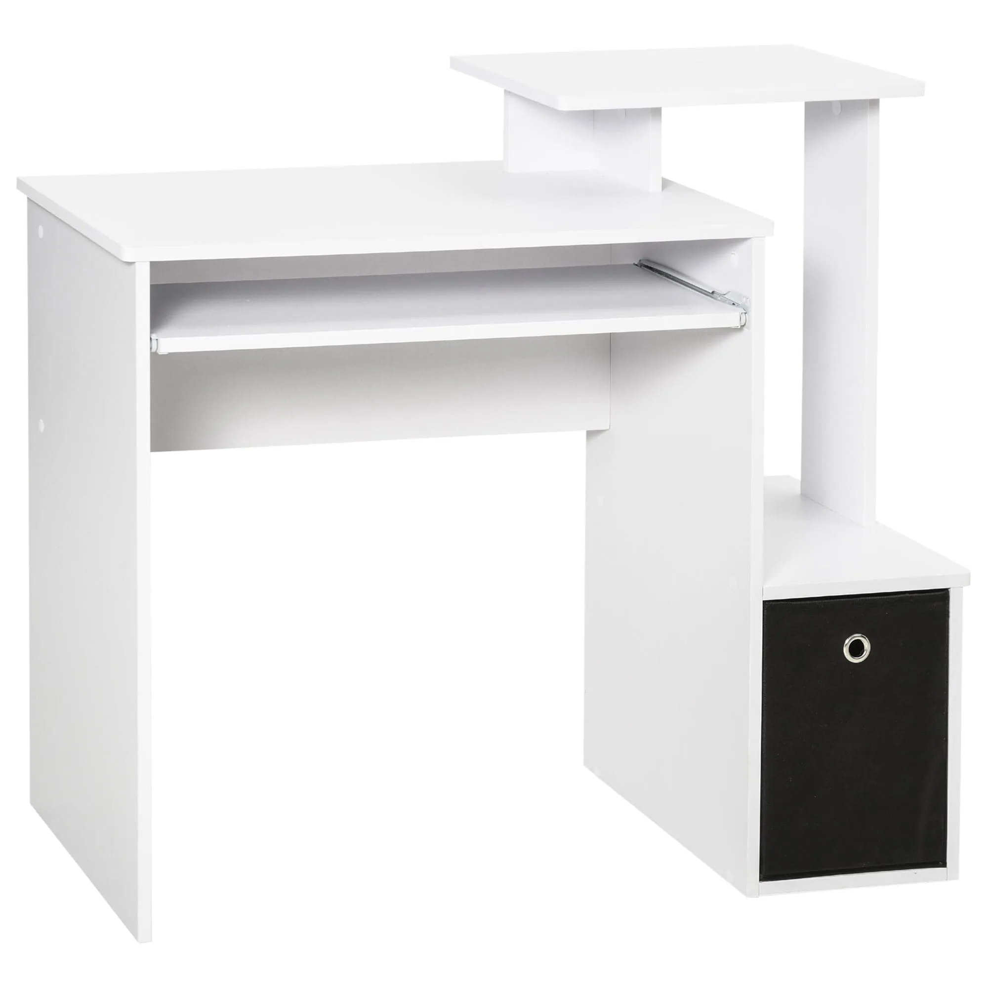 ProperAV Extra Computer Desk with Sliding Keyboard Tray & Side Compartment