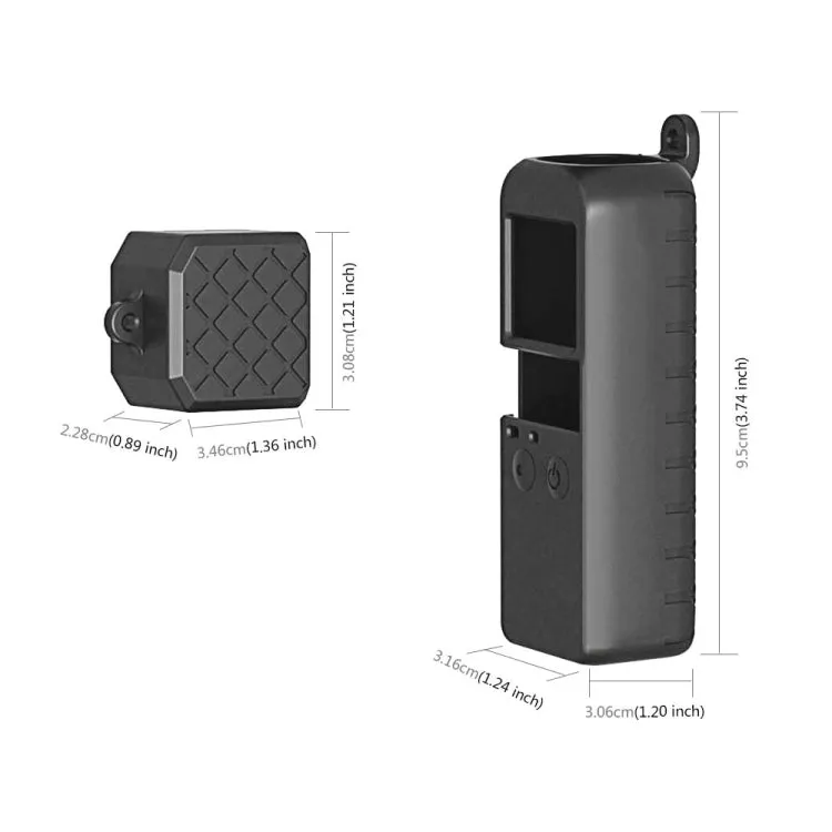 PULUZ  2 in 1 Diamond Texture Silicone Cover Case Set for DJI OSMO Pocket(Black)