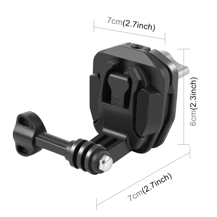 PULUZ Motorcycle Windshield Action Camera Mount Clip for GoPro Hero12 Black / DJI Osmo Action 4 / Insta360 X4 / Ace Pro and Other Action Cameras (Black)