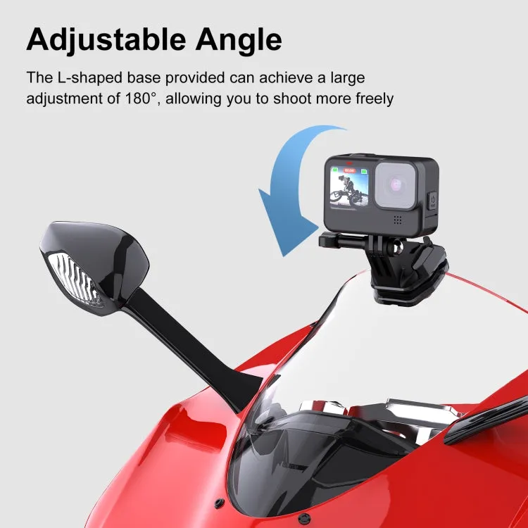 PULUZ Motorcycle Windshield Action Camera Mount Clip for GoPro Hero12 Black / DJI Osmo Action 4 / Insta360 X4 / Ace Pro and Other Action Cameras (Black)