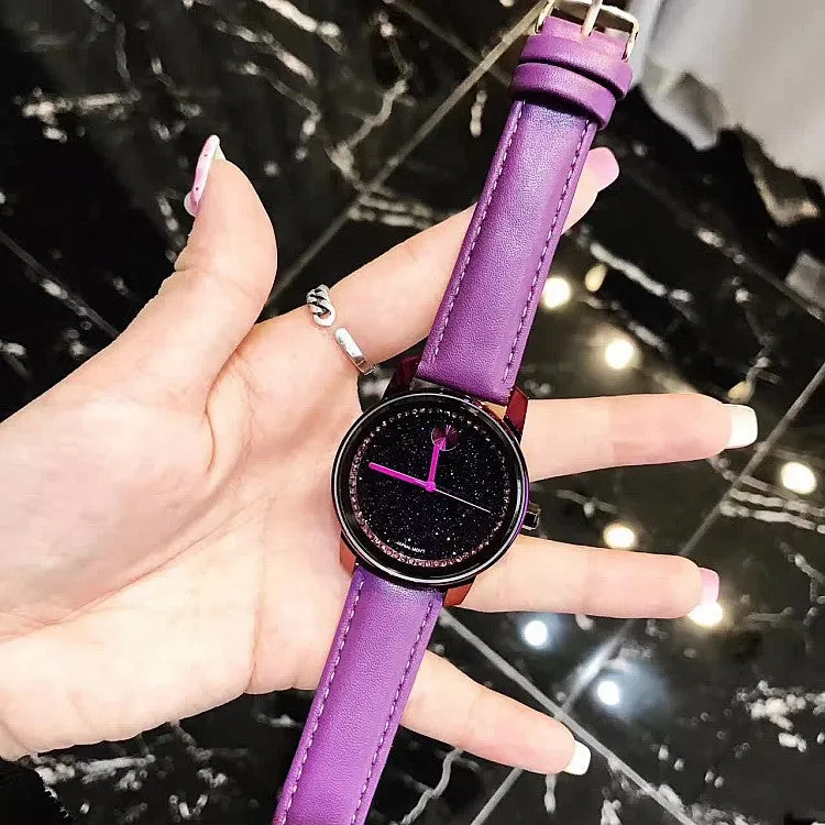 Purple Leather Strap Women's Watch