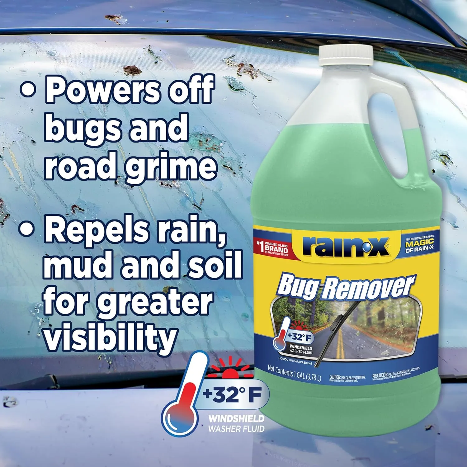 Rain-X RX68806 Bug Remover Windshield Washer Fluid 1 Gallon