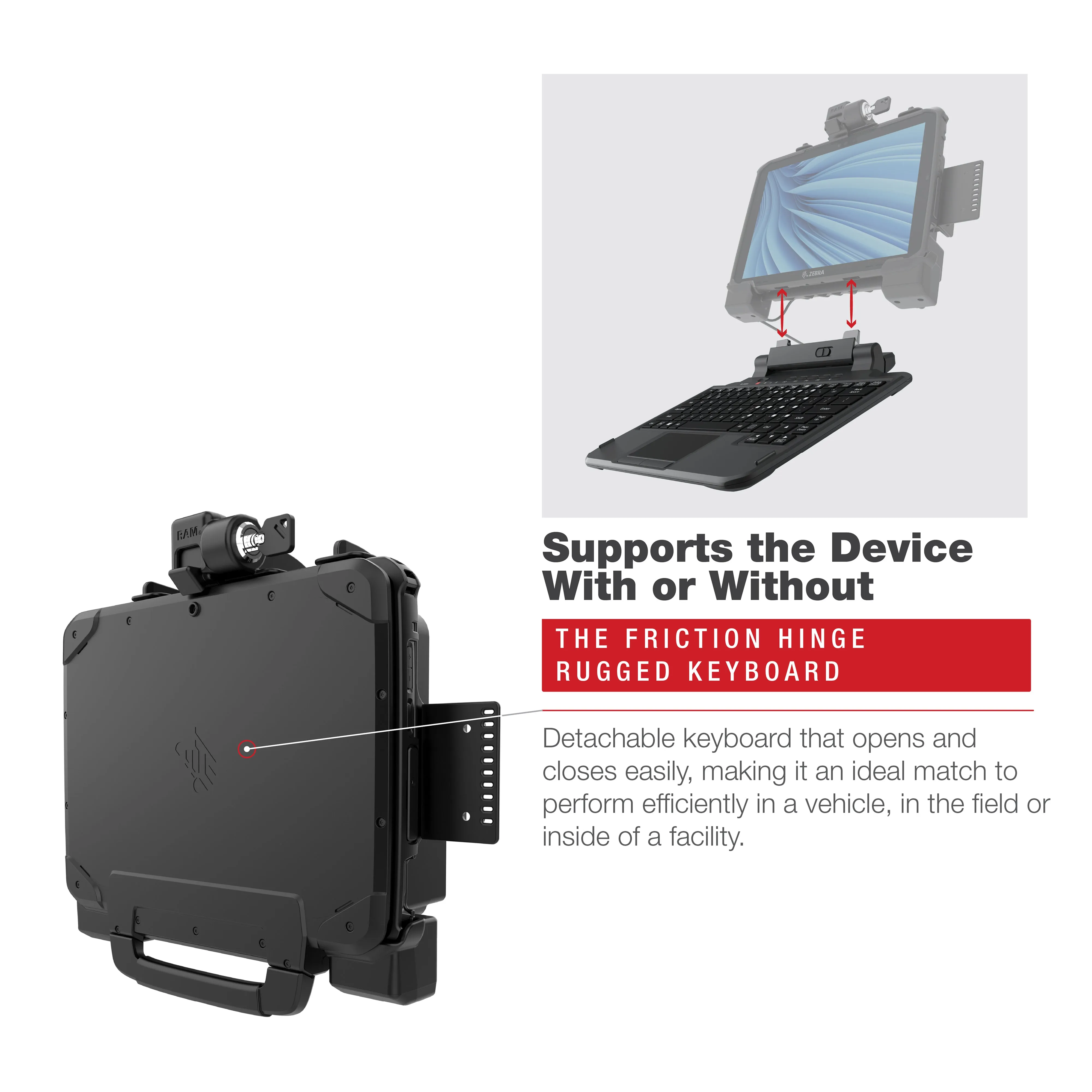 RAM® Powered Locking Dock for Zebra ET8x 2-in-1 Tablet