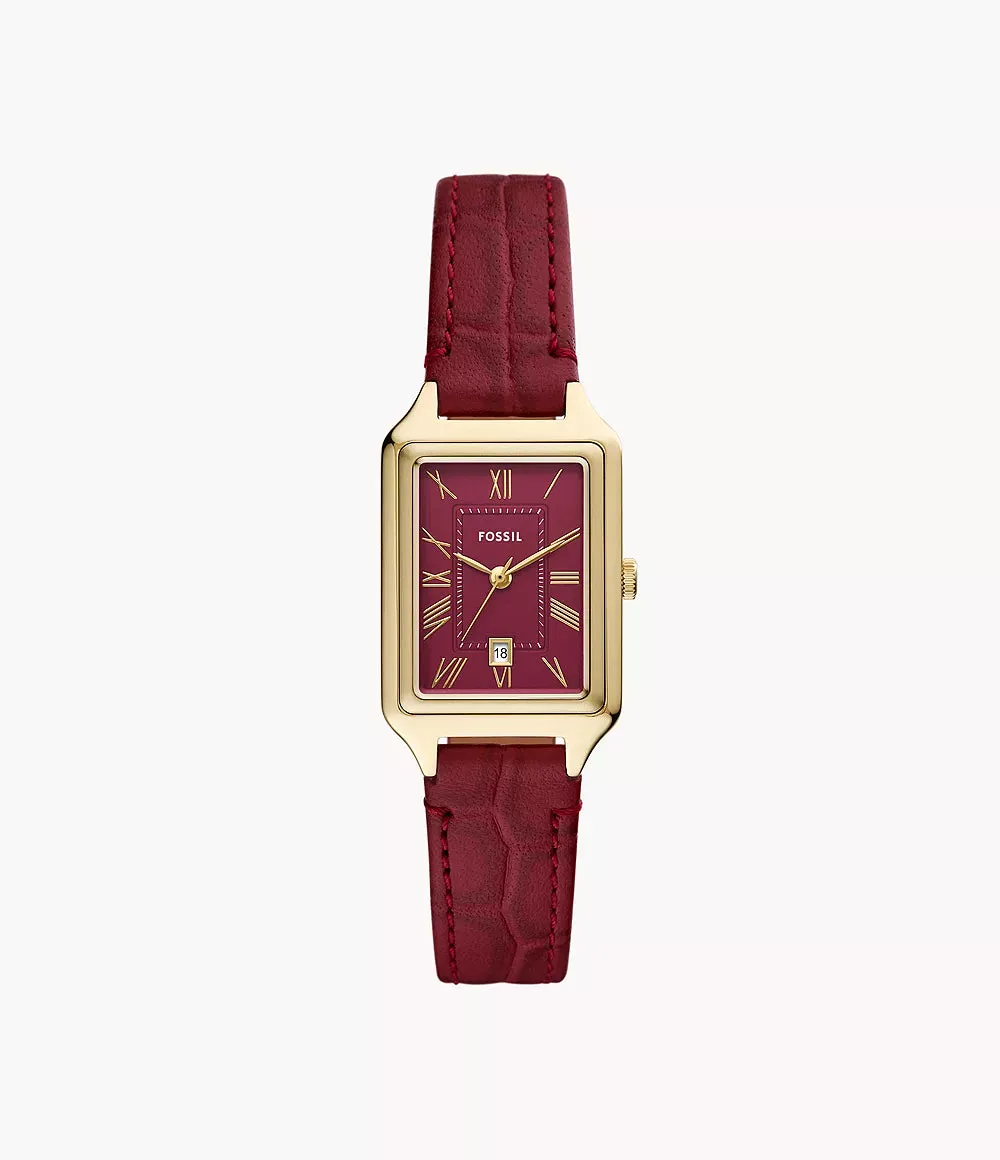 Raquel Three-Hand Date Red Croco Leather Watch ES5383