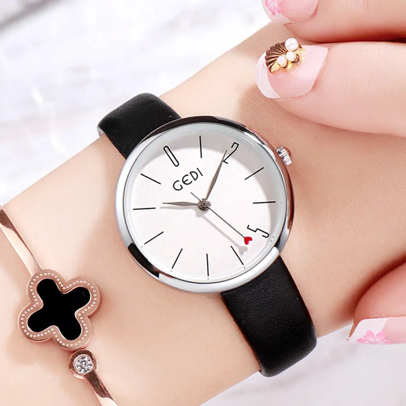 Red Heart-shaped Second Hand Women's Watch