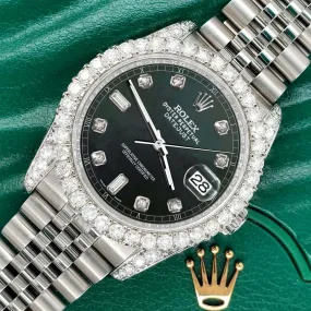 Rolex Datejust  36mm 4CT Diamond Bezel/Lugs/Black MOP 6 9 Baguette Dial TFJ-142508631