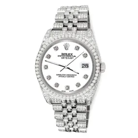 Rolex Datejust 36mm Pave 10.2ct Iced Diamond White Jubilee Watch  TFJ-142508360