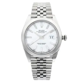 Rolex Datejust 41mm Steel White Index Dial Jubilee Smooth Automatic Watch  TFJ-142508569