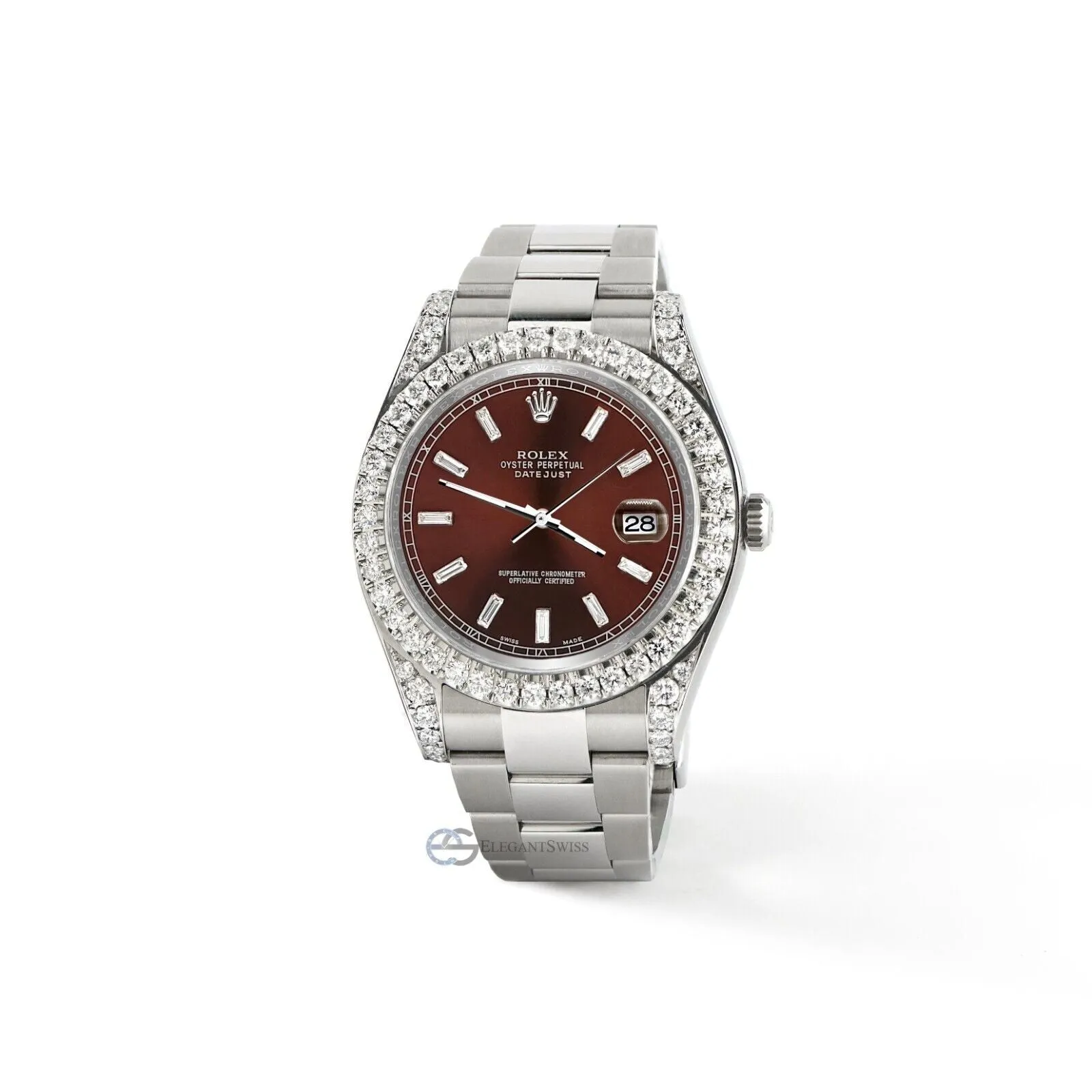 Rolex Datejust II 41mm 4.5CT Diamond Bezel/Lugs/Chocolate Baguette Dial B/P TFJ-142508240