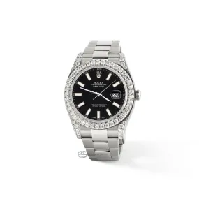 Rolex Datejust II 41mm Watch 4.5CT Diamond Watch With Black Stick Dial Box Paper TFJ-142508221