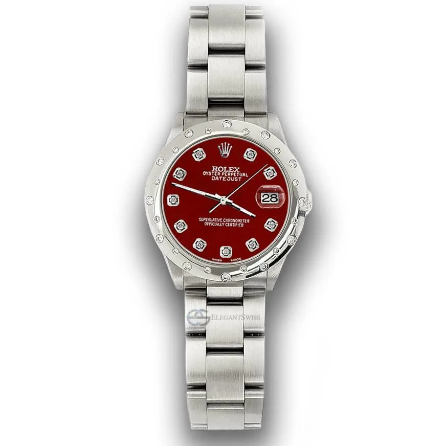 Rolex Datejust Midsize 31mm Domed 24 Diamonds Bezel/Imperial Red Dial 78240 TFJ-142508734