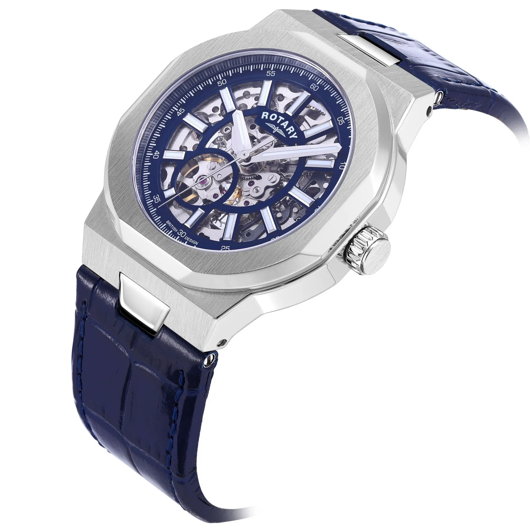 Rotary Regent Skeleton Men's Blue Watch GS05415/05