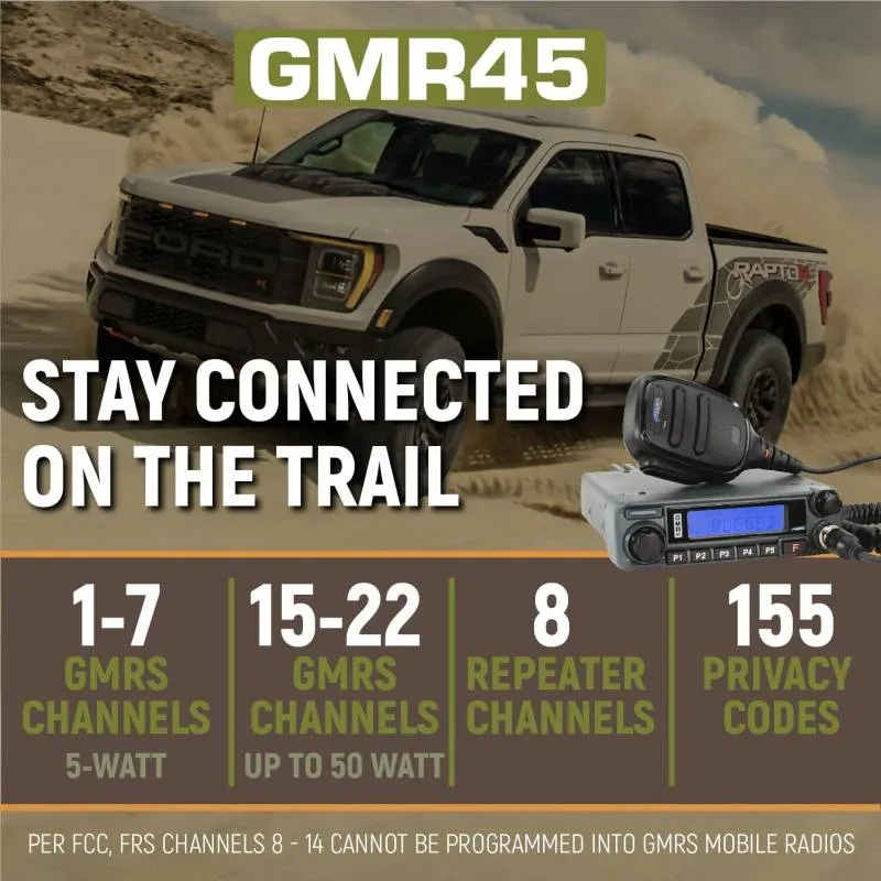 Rugged Radios Ford Raptor Two-Way Mobile Radio Kit - 45 Watt GMR45 - GMRS