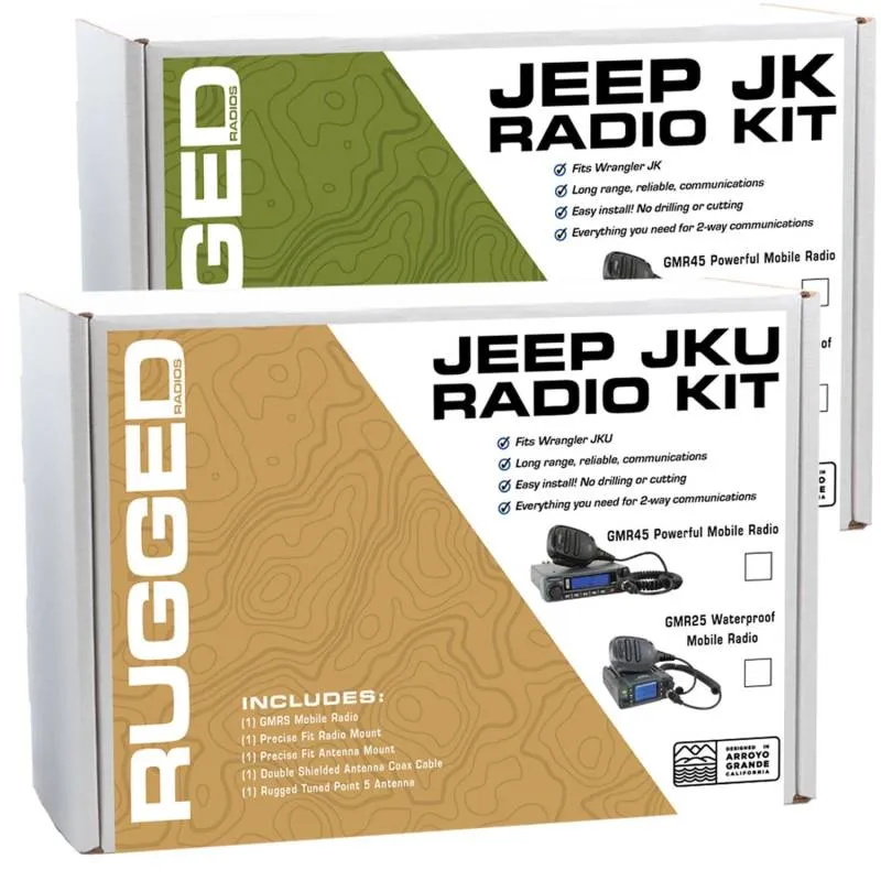 Rugged Radios Jeep Wrangler JK and JKU Two-Way GMRS Mobile Radio Kit - 45 Watt Jeep JK (2007-2010) JKU (2007-2018)