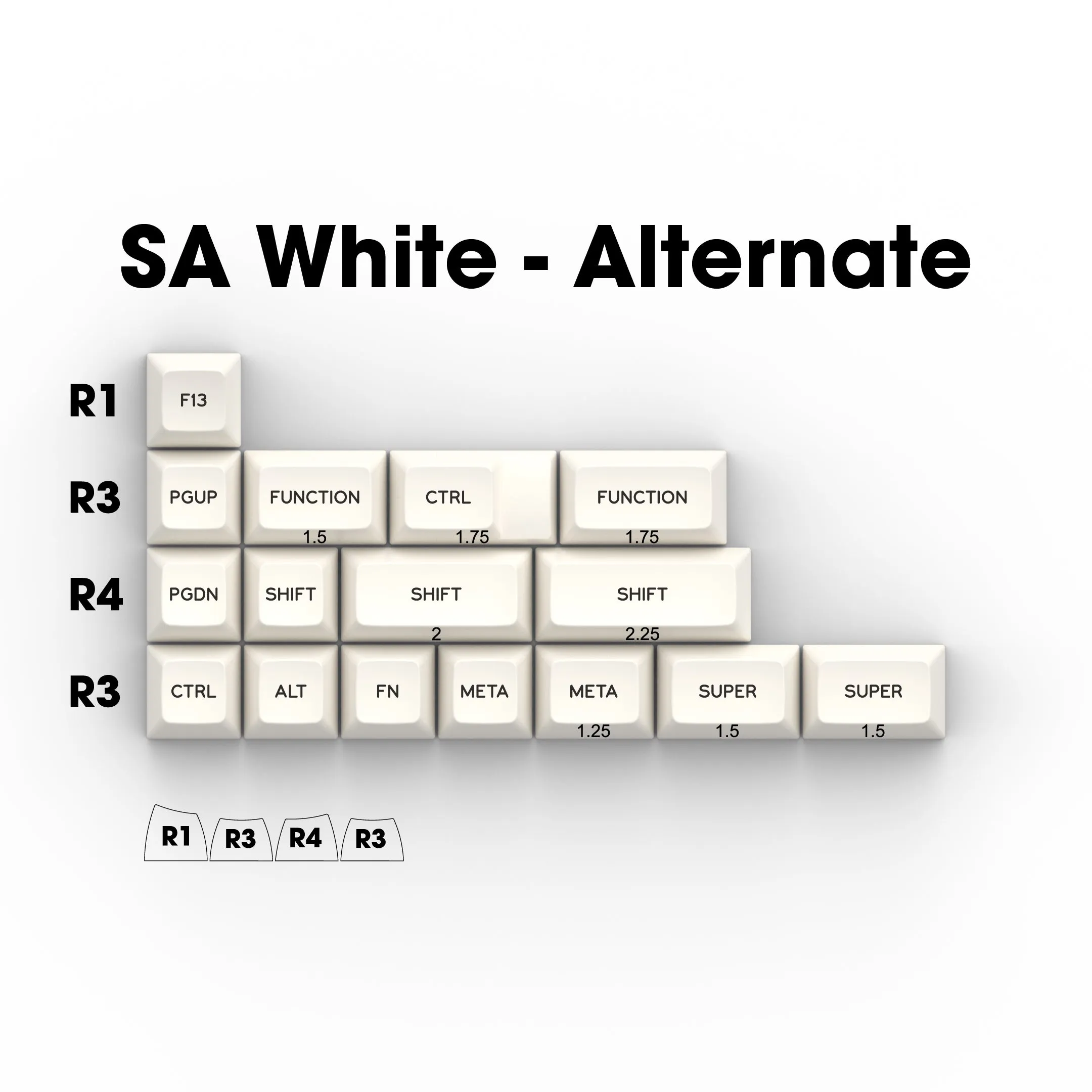 SA Black on White (BoW) - Single Keycaps