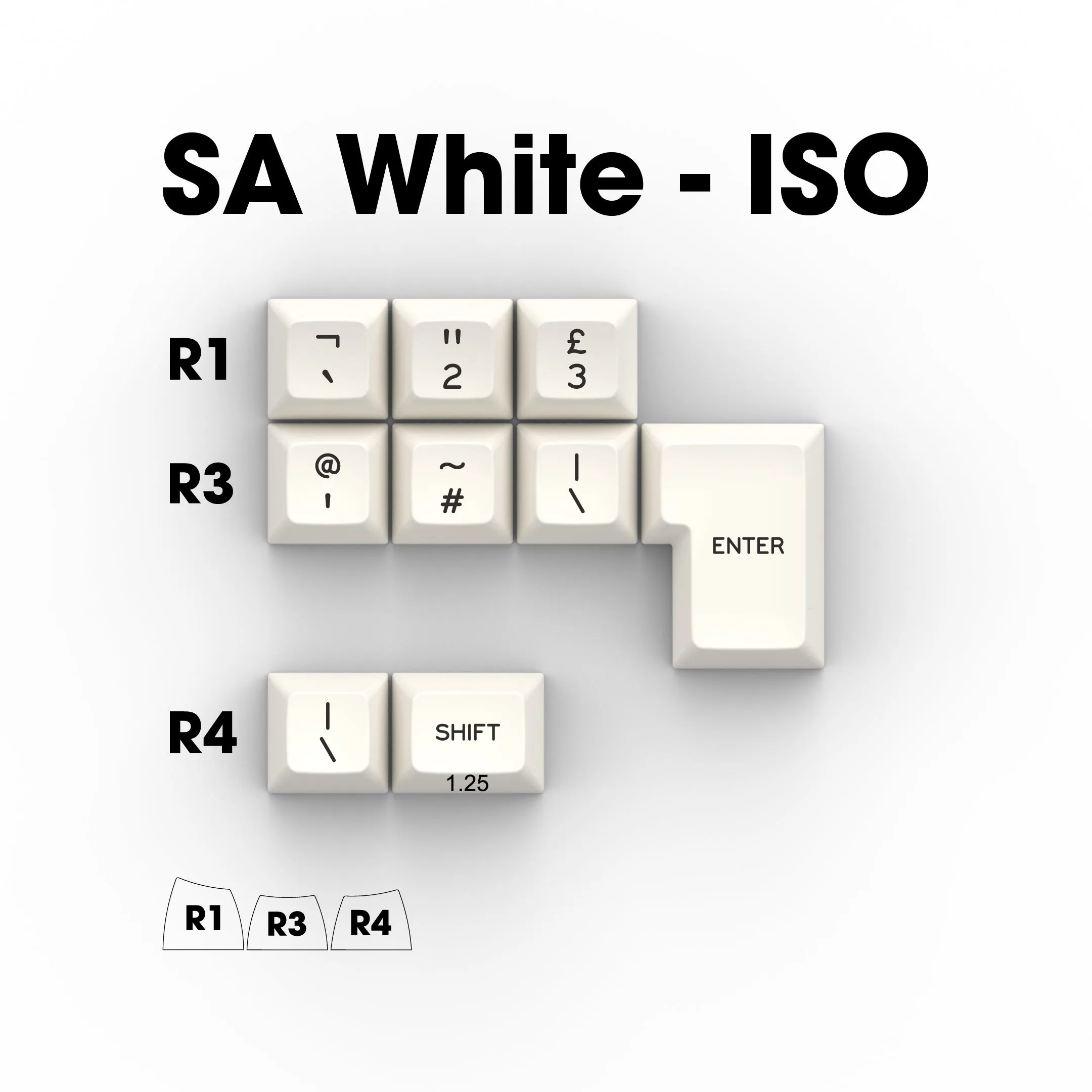 SA Black on White (BoW) - Single Keycaps