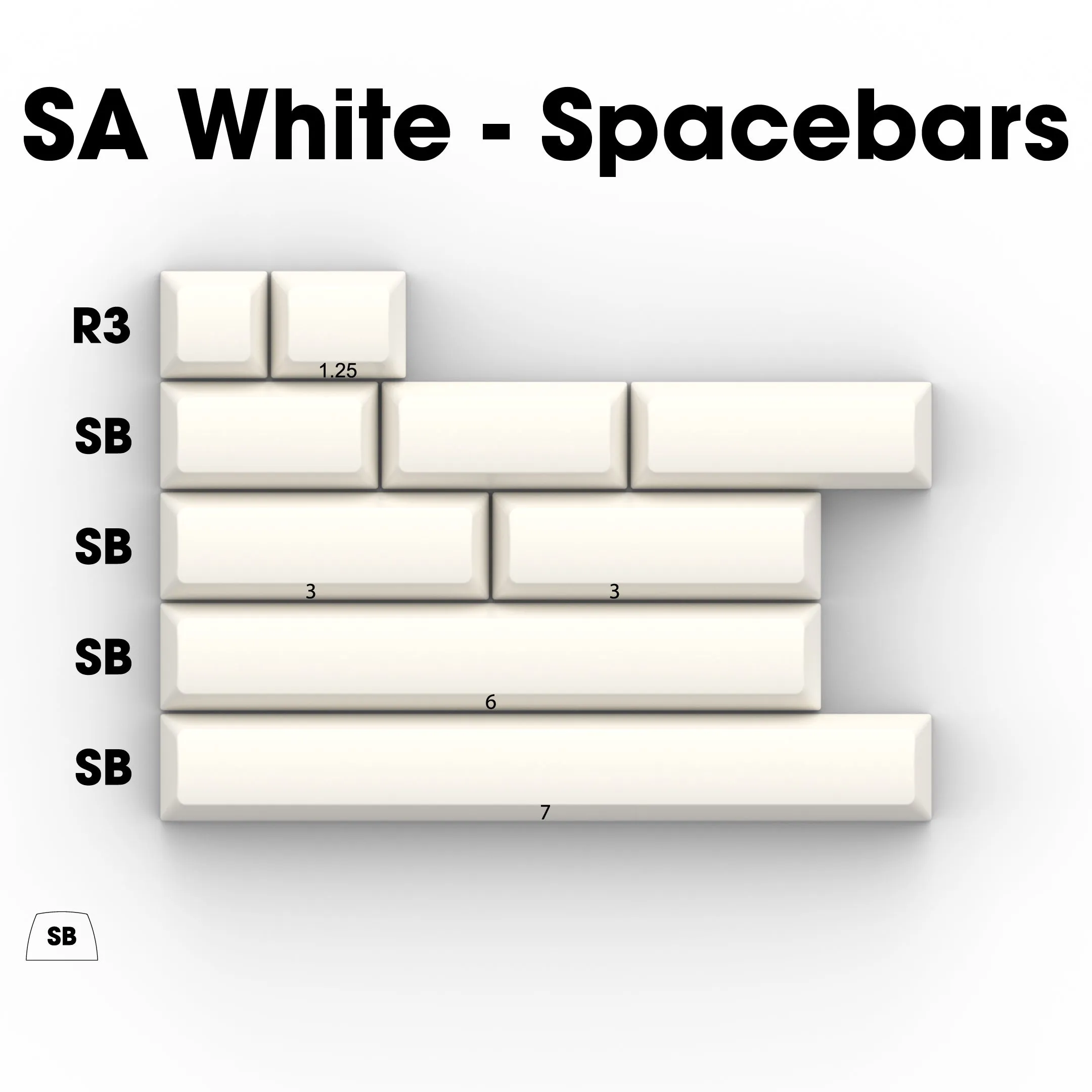 SA Black on White (BoW) - Single Keycaps