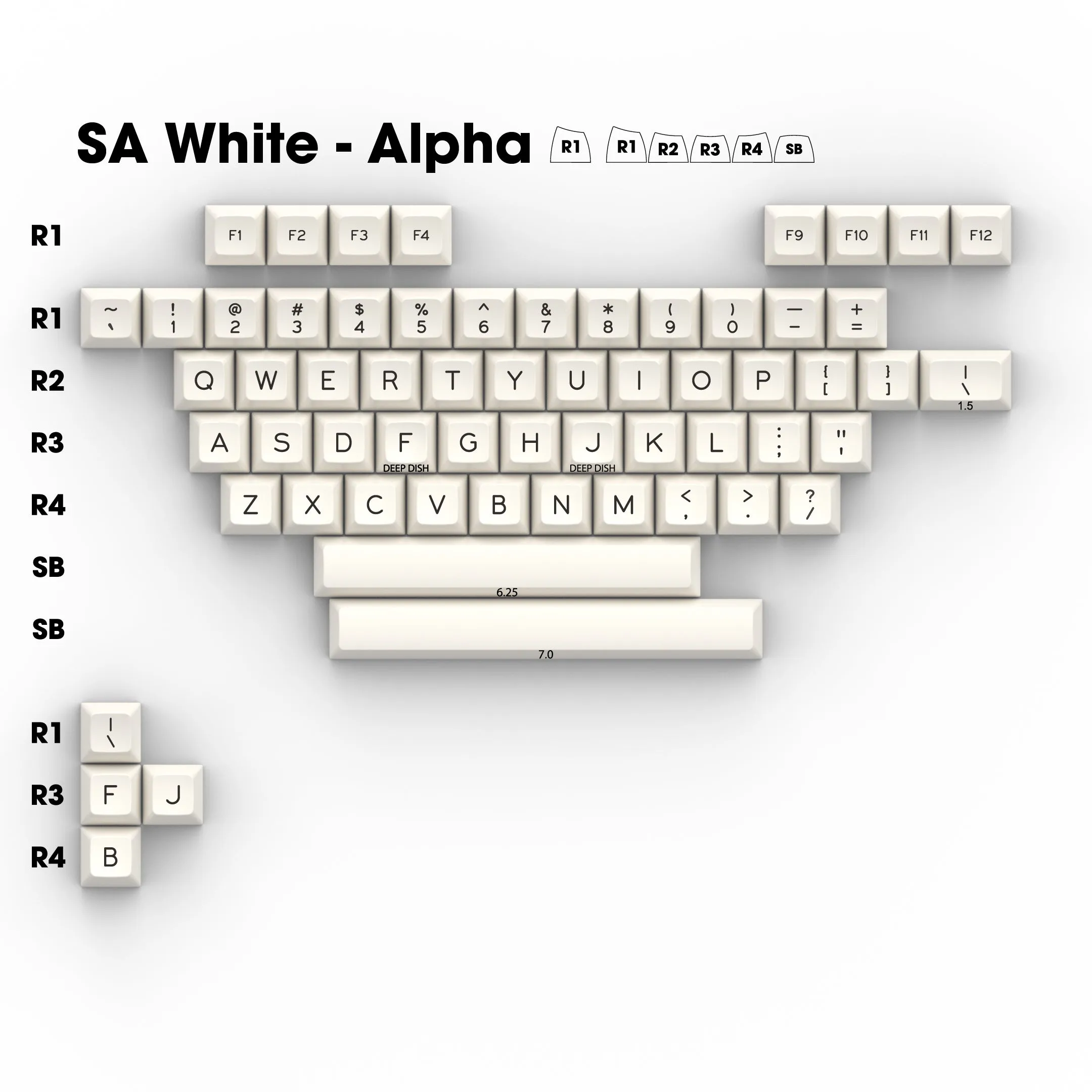 SA Black on White (BoW) - Single Keycaps