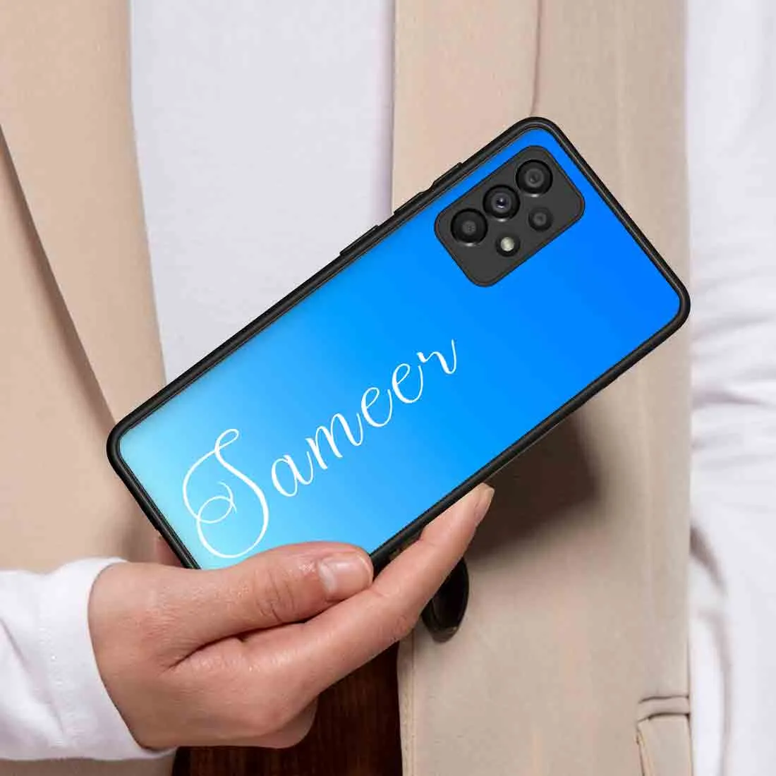 Samsung A53 Cover Customized with Name Design Phone Case - Blue Sea