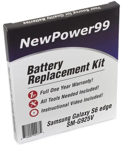 Samsung GALAXY S6 Edge SM-G925V Battery Replacement Kit with Tools, Video Instructions and Extended Life Battery