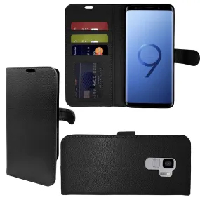 Samsung Galaxy S9 , Genuine Leather Flip Folio Book Wallet Case