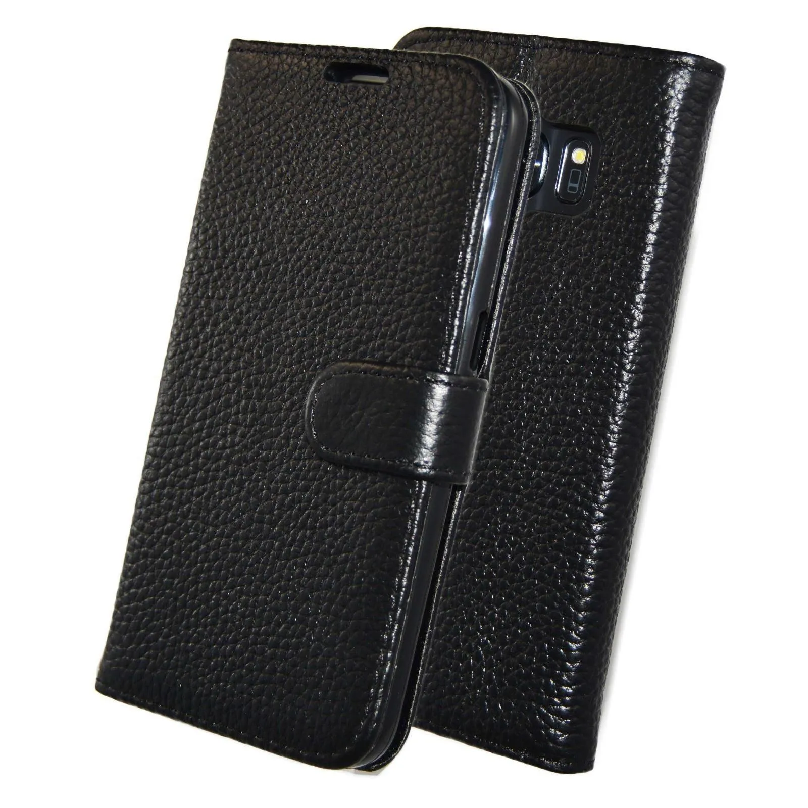 Samsung Galaxy S9 , Genuine Leather Flip Folio Book Wallet Case