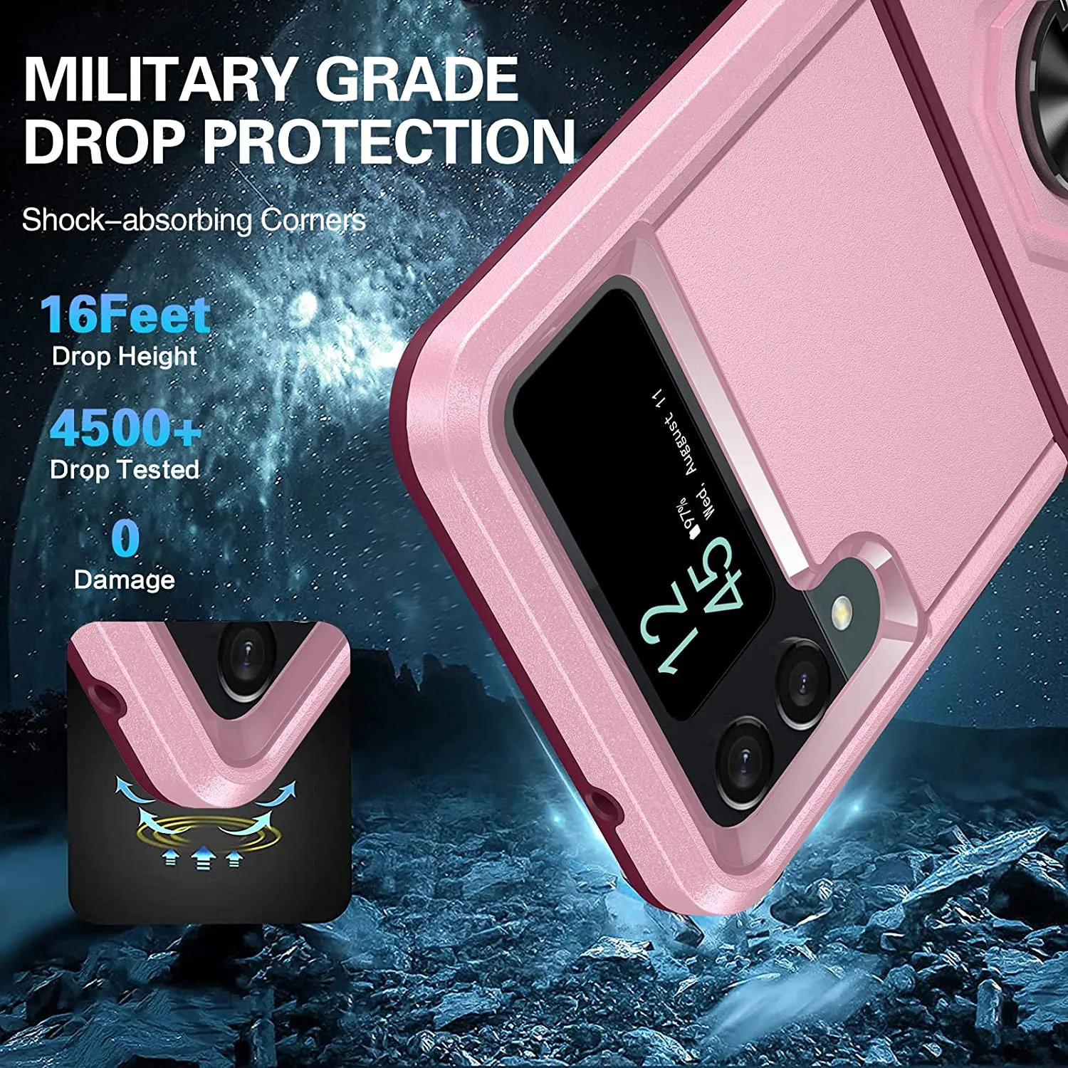 Samsung Galaxy Z Flip 4 Case, Heavy Duty Protective Case Pink