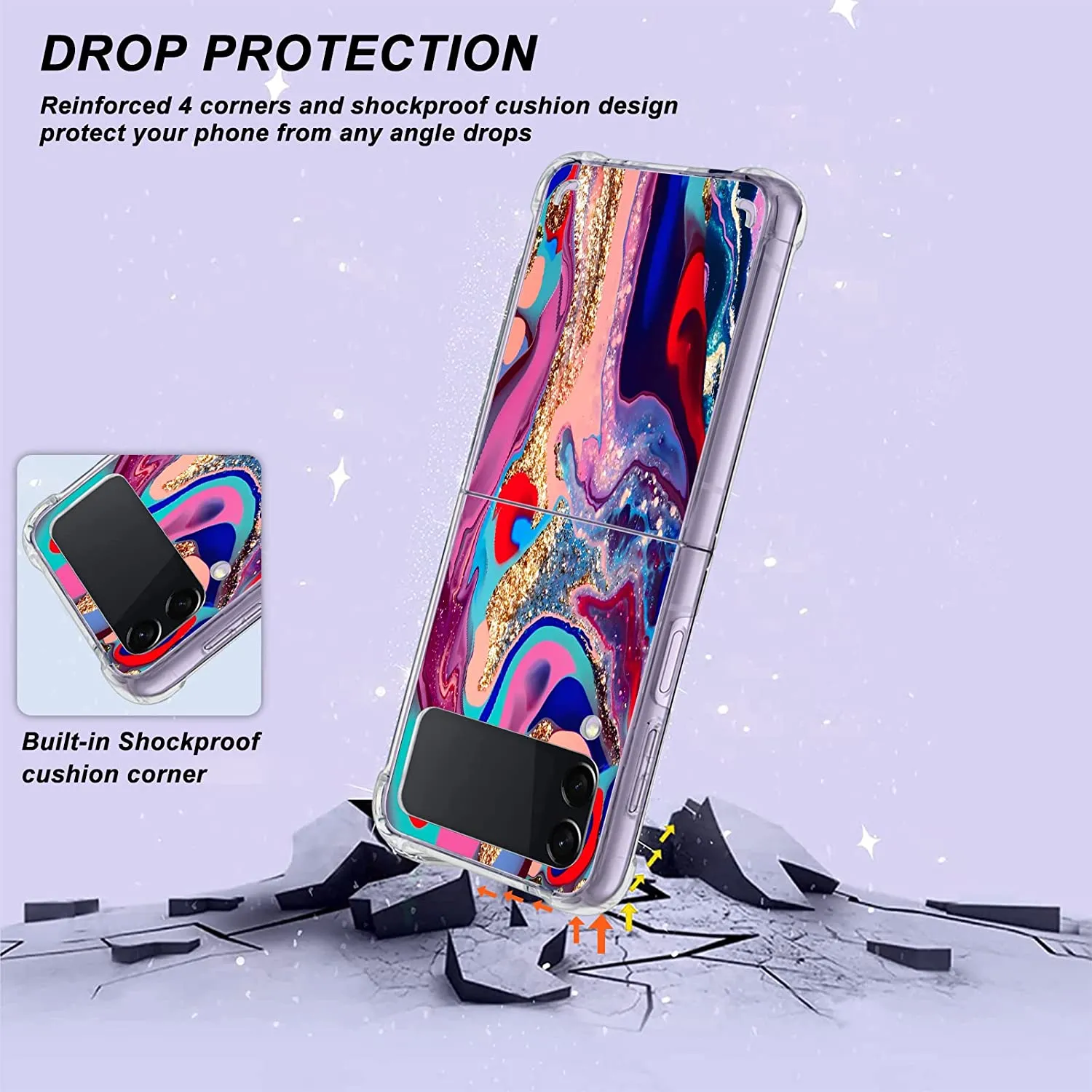 Samsung Galaxy Z Flip 4 Case Watercolor Four Corners Protective Case