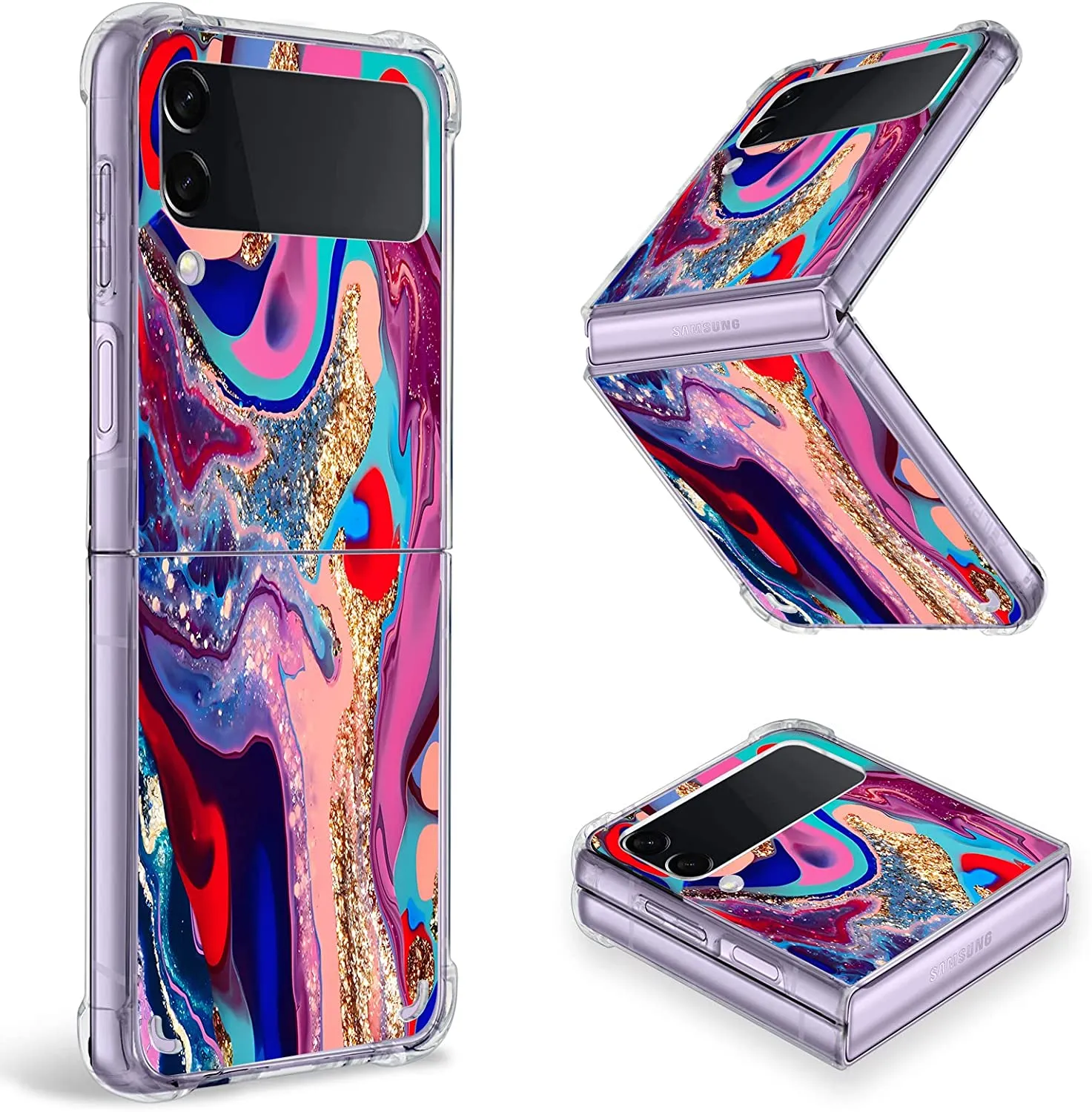 Samsung Galaxy Z Flip 4 Case Watercolor Four Corners Protective Case