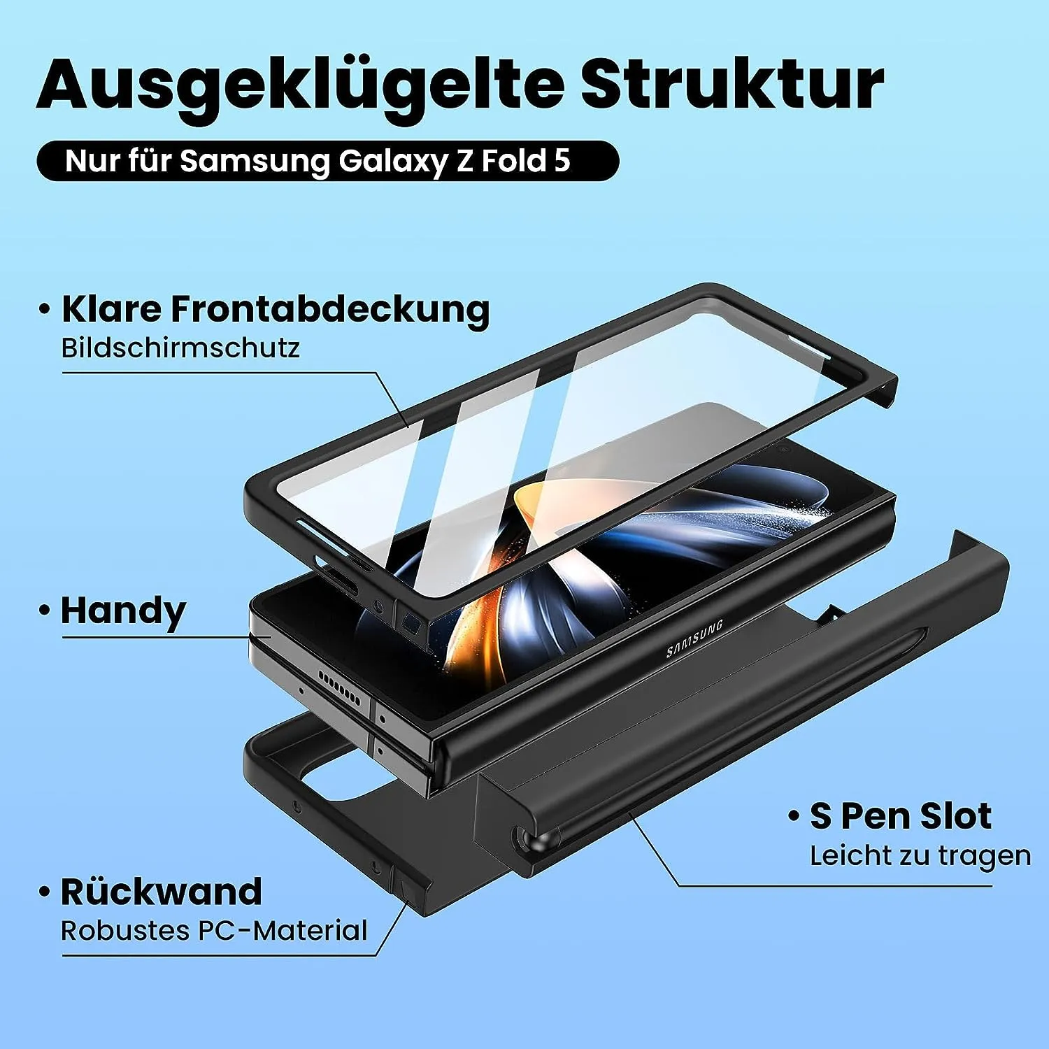 Samsung Galaxy Z Fold 5 Pen Holder Protective Cover Case