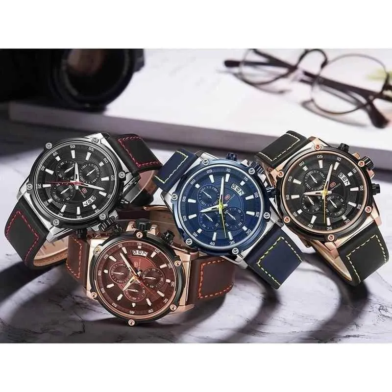 SCW0250 Blue Simple Cheap Watches For Men's Leather Band