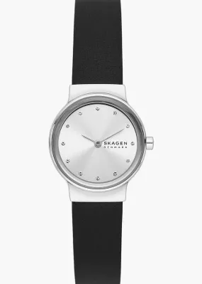 SKAGEN FREJA LILLE SILVER DIAL BLACK LEATHER BAND SKW3119