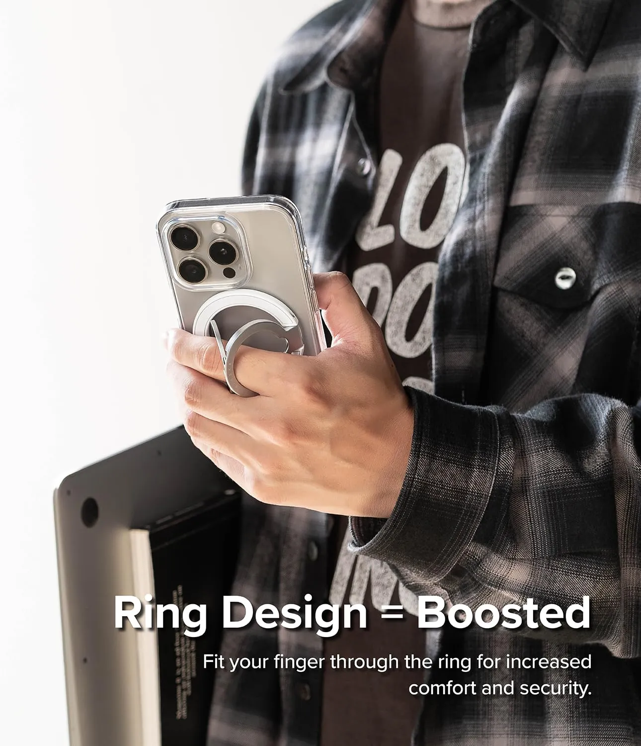 Smart Ring Magnetic [360 Degree Rotation] Phone Ring Holder | Compatible with All iPhone & Android Smartphones - White