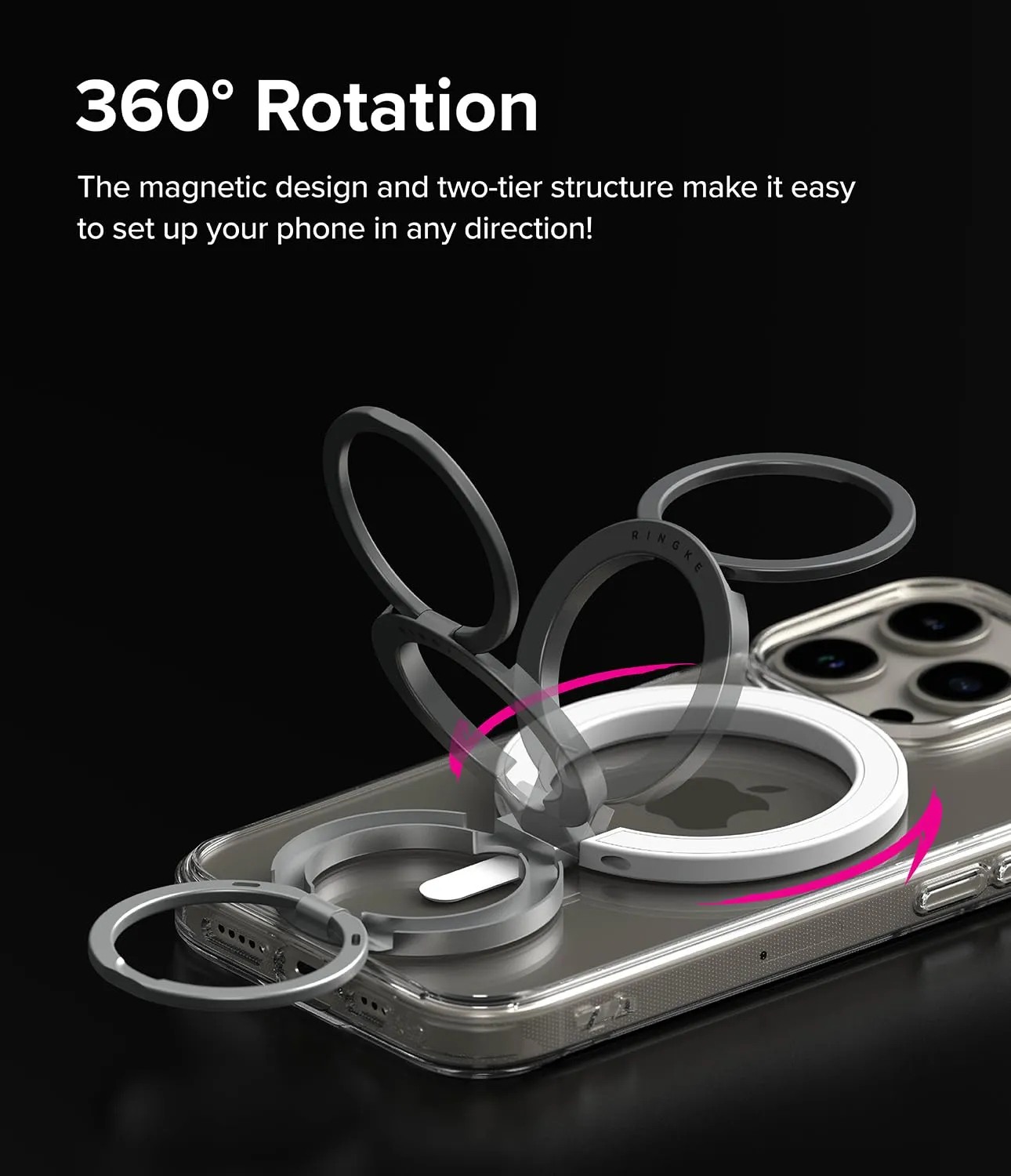 Smart Ring Magnetic [360 Degree Rotation] Phone Ring Holder | Compatible with All iPhone & Android Smartphones - White