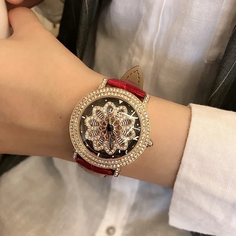 Snowflakes Pattern Rotatable Women's Watch