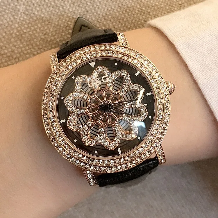 Snowflakes Pattern Rotatable Women's Watch