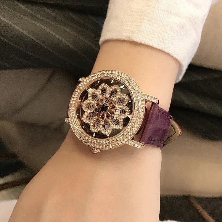 Snowflakes Pattern Rotatable Women's Watch