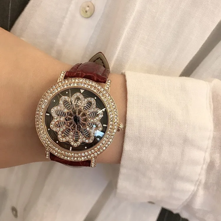 Snowflakes Pattern Rotatable Women's Watch