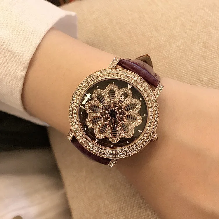 Snowflakes Pattern Rotatable Women's Watch