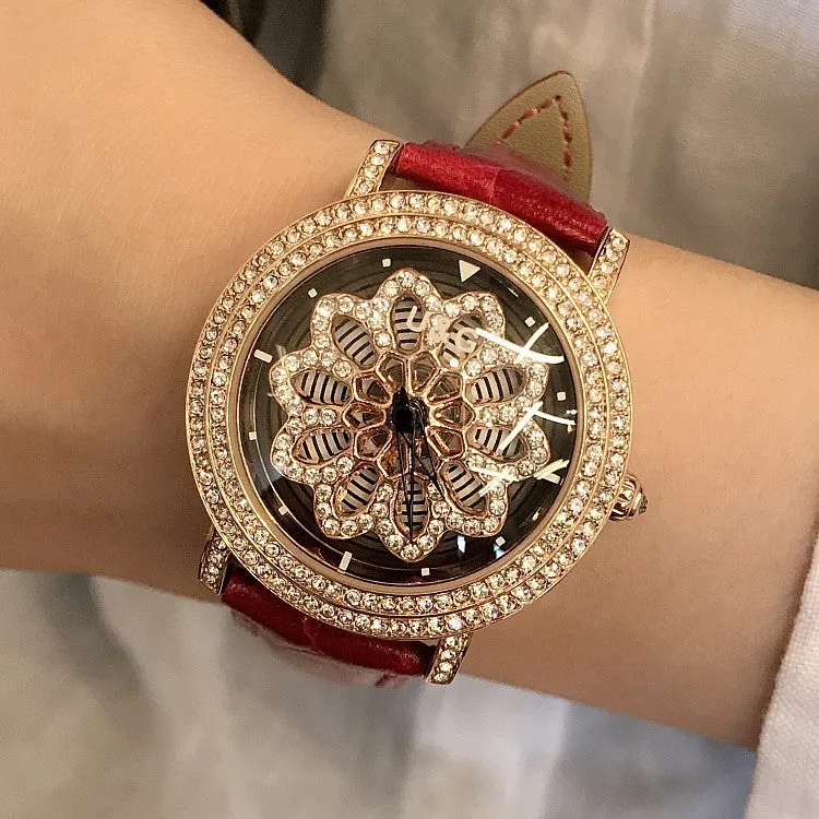 Snowflakes Pattern Rotatable Women's Watch