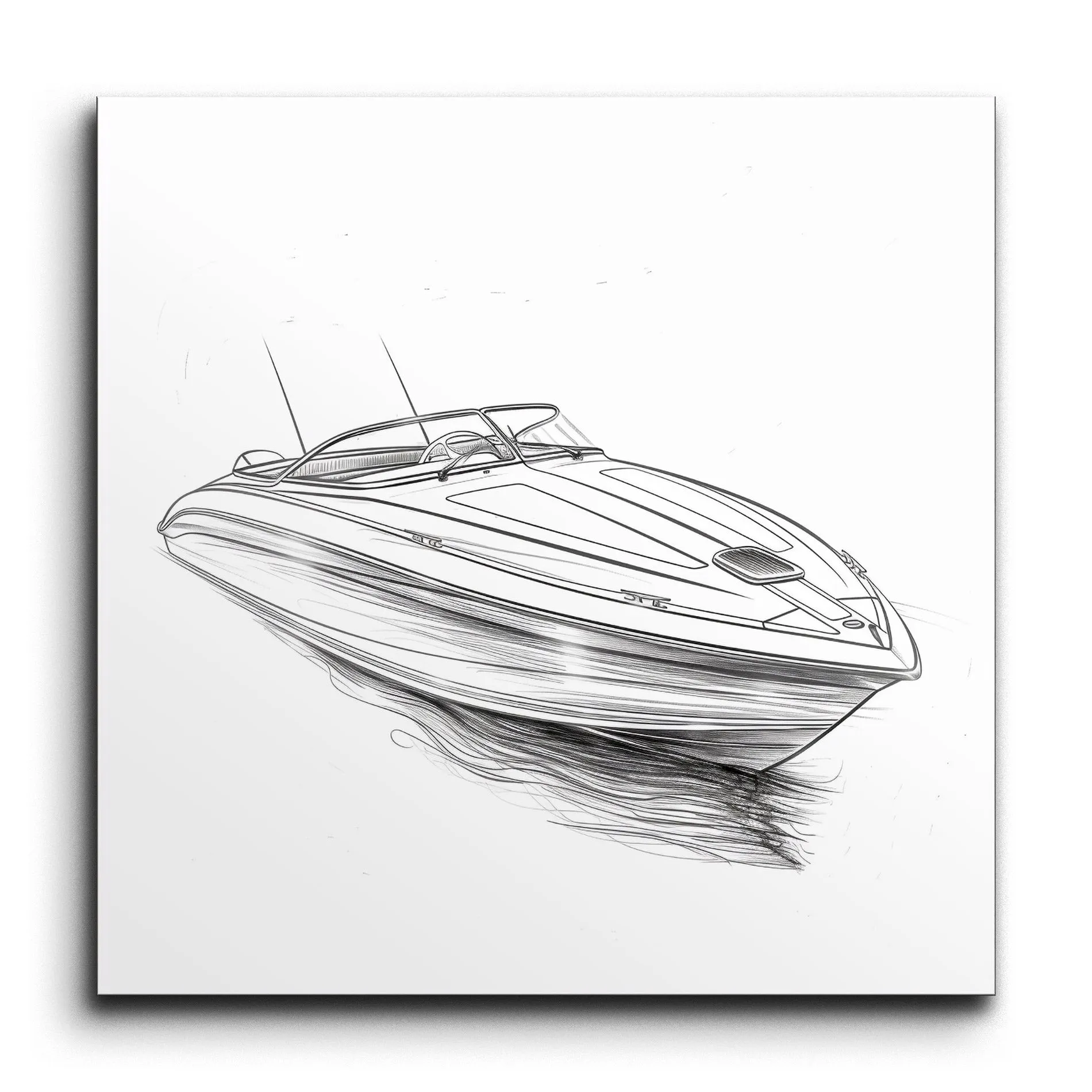 Speedboat Elegance: Modern Minimalist Art