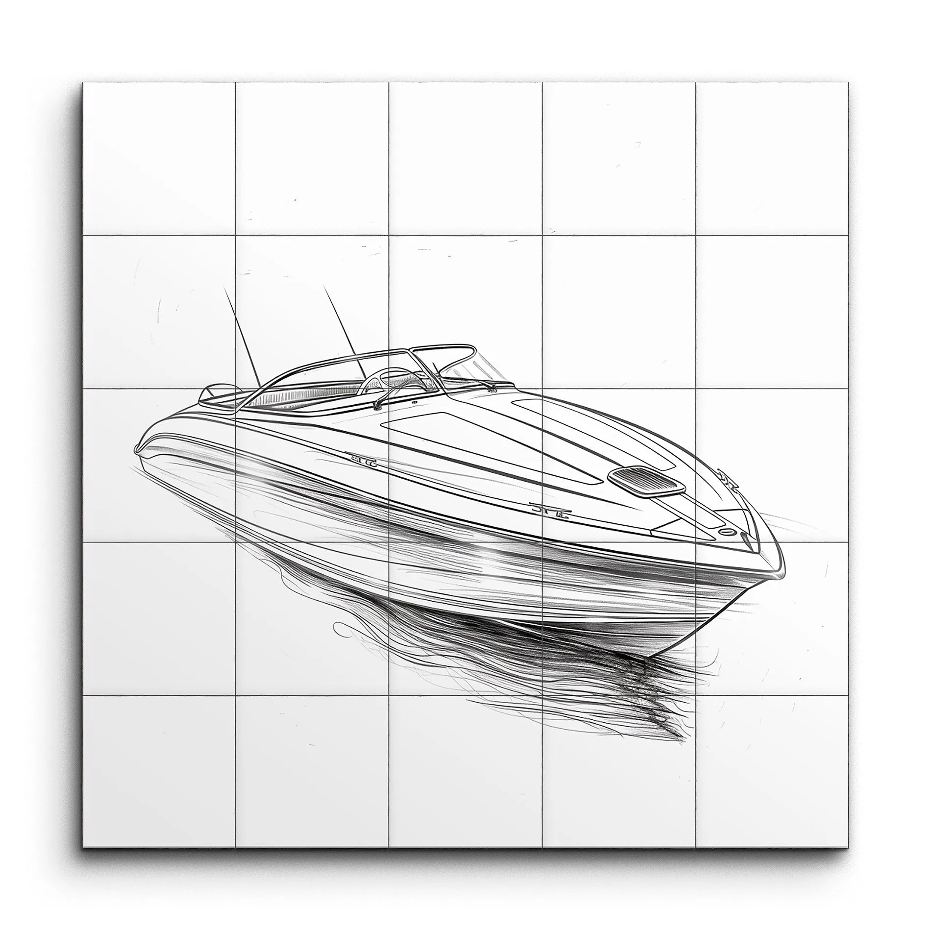 Speedboat Elegance: Modern Minimalist Art