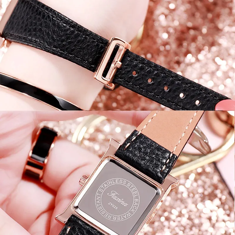 Square Pattern 5 Pcs Set Women's Watch