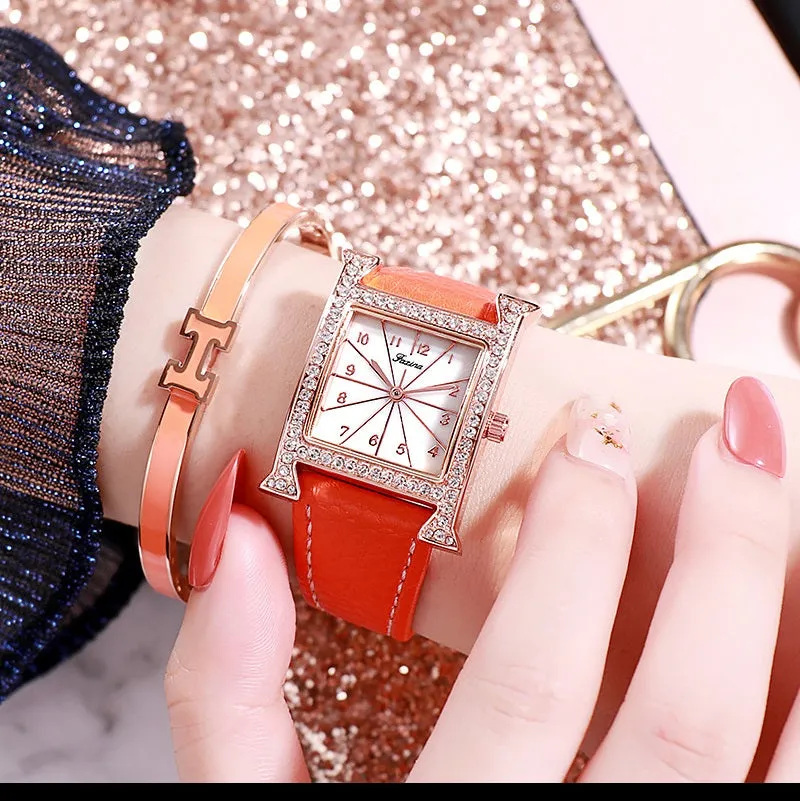 Square Pattern 5 Pcs Set Women's Watch